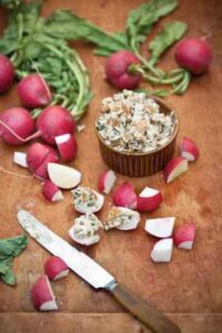French Garden Radish Plate with Grilled Onion Butter